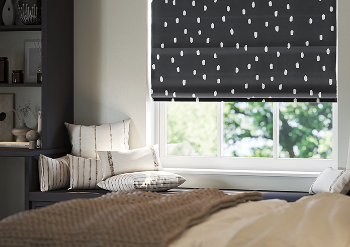 Ink Spots, Black and White - Motorised Roman Blind - Image 5